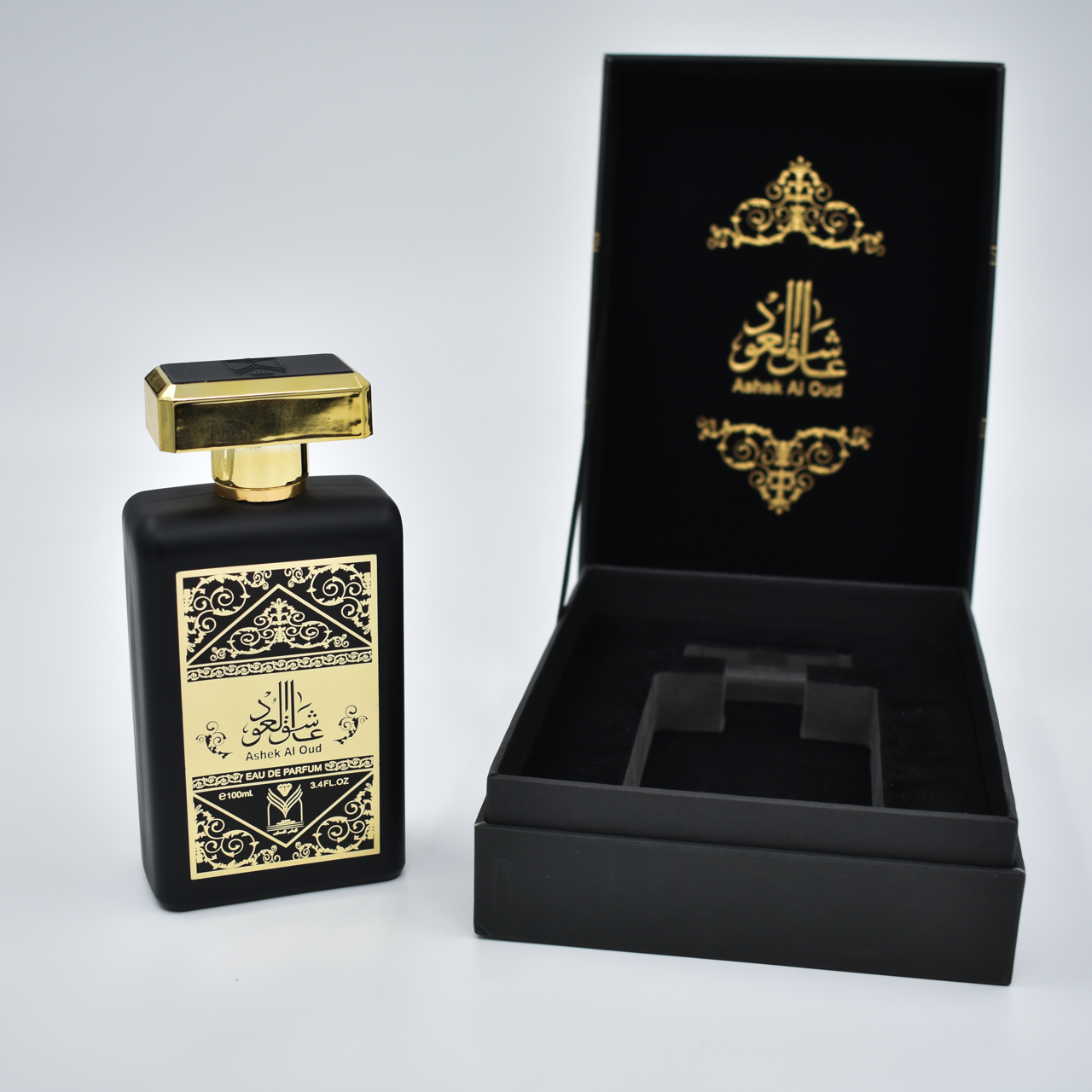 Ashek Al Oud Perfume. box and perfume view. 